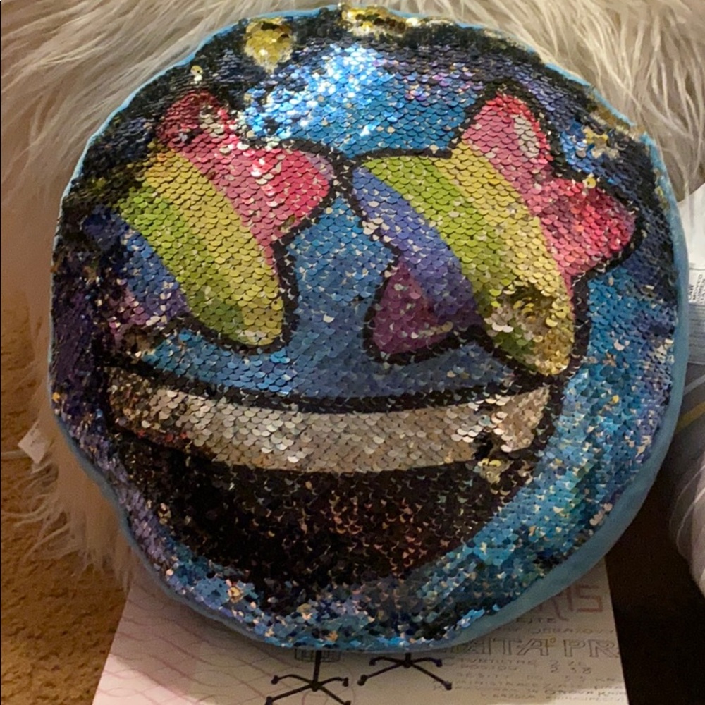 Emoji sequined kids pillow